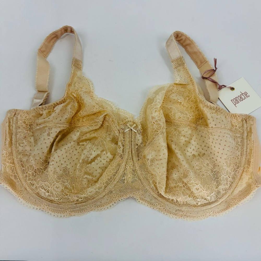 Panache Clara Full Cup Underwire Bra Champagne Beige Lace 7255 Size 34J NWT